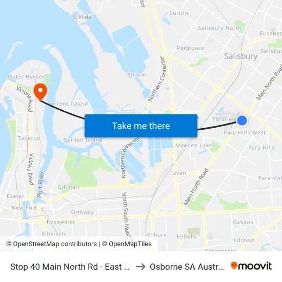 Stop 40 Main North Rd - East side to Osborne SA Australia map