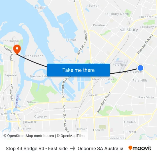 Stop 43 Bridge Rd - East side to Osborne SA Australia map