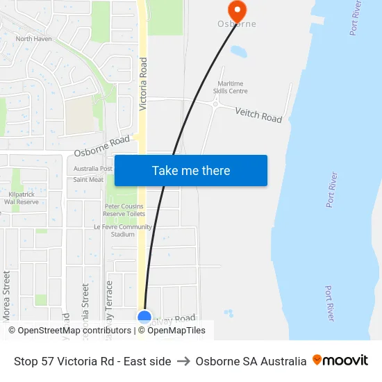 Stop 57 Victoria Rd - East side to Osborne SA Australia map