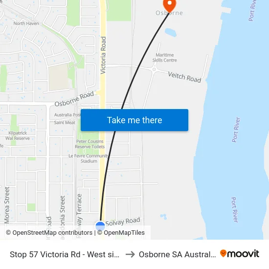 Stop 57 Victoria Rd - West side to Osborne SA Australia map