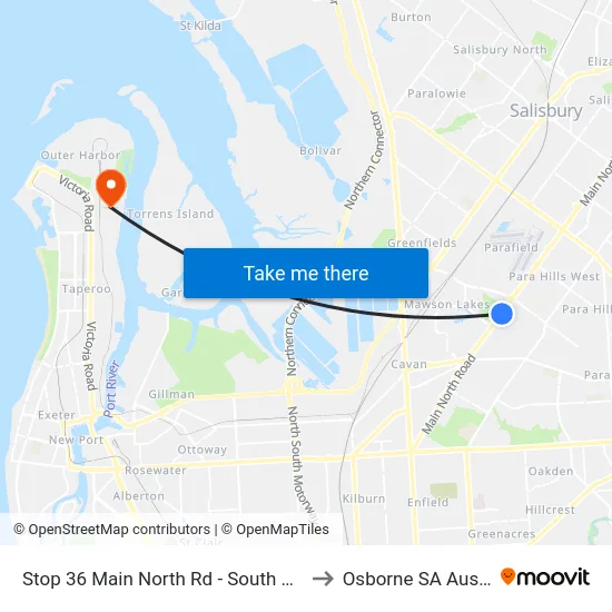 Stop 36 Main North Rd - South East side to Osborne SA Australia map