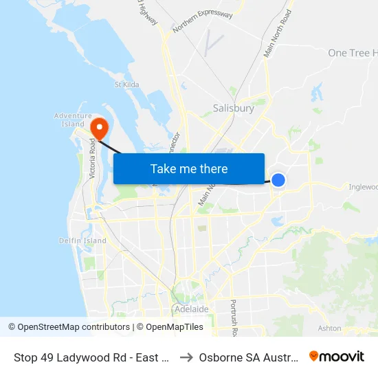 Stop 49 Ladywood Rd - East side to Osborne SA Australia map