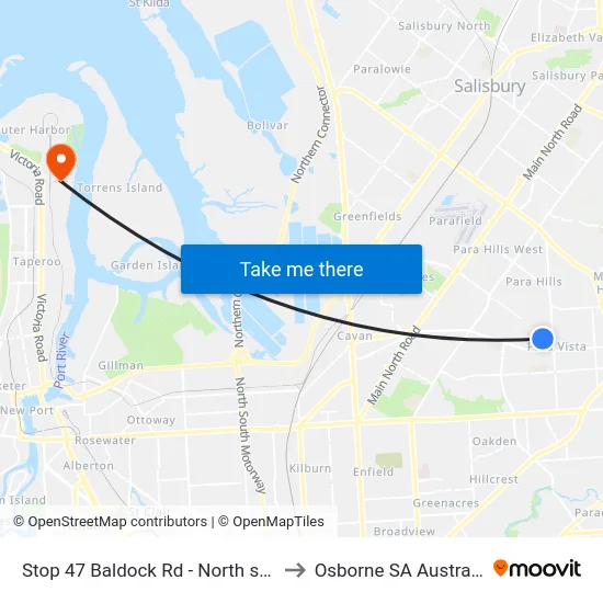 Stop 47 Baldock Rd - North side to Osborne SA Australia map