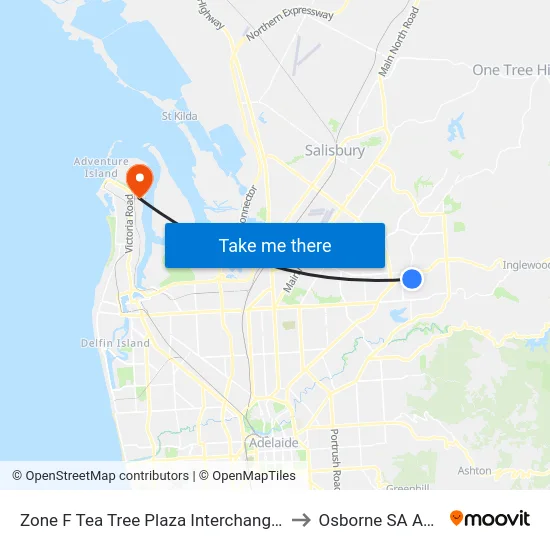 Zone F Tea Tree Plaza Interchange - East side to Osborne SA Australia map