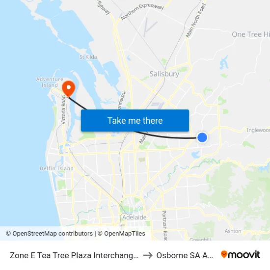 Zone E Tea Tree Plaza Interchange - East side to Osborne SA Australia map