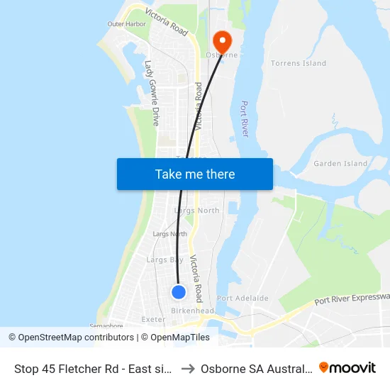 Stop 45 Fletcher Rd - East side to Osborne SA Australia map