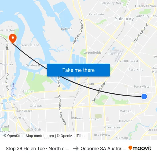 Stop 38 Helen Tce - North side to Osborne SA Australia map