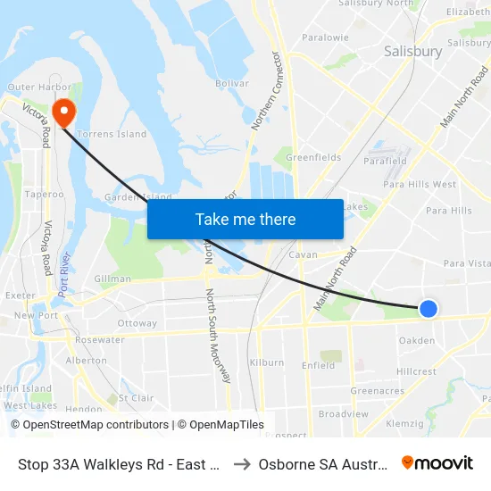 Stop 33A Walkleys Rd - East side to Osborne SA Australia map