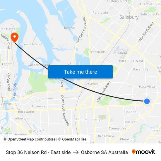 Stop 36 Nelson Rd - East side to Osborne SA Australia map