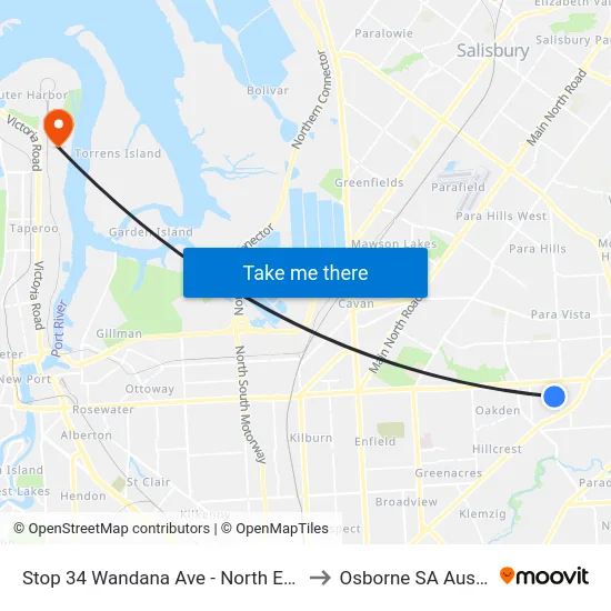 Stop 34 Wandana Ave - North East side to Osborne SA Australia map
