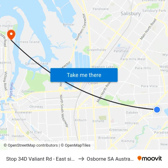 Stop 34D Valiant Rd - East side to Osborne SA Australia map
