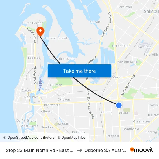 Stop 23 Main North Rd - East side to Osborne SA Australia map