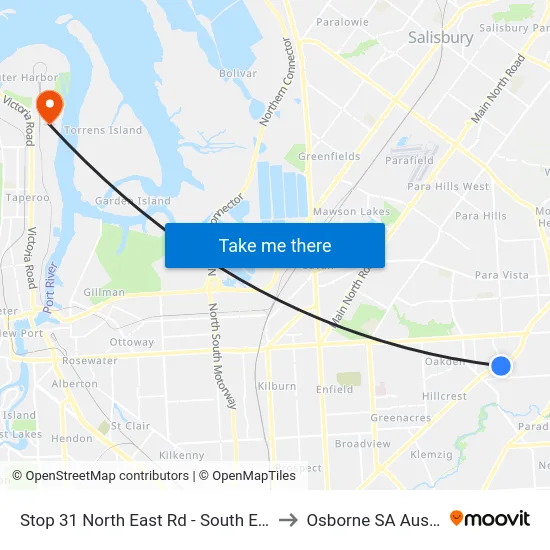 Stop 31 North East Rd - South East side to Osborne SA Australia map