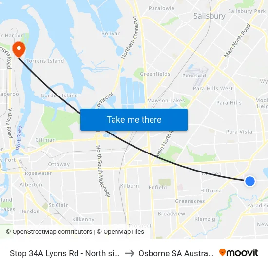 Stop 34A Lyons Rd - North side to Osborne SA Australia map