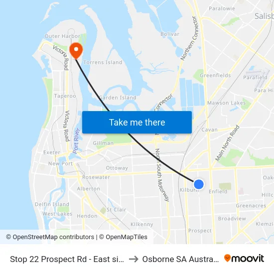 Stop 22 Prospect Rd - East side to Osborne SA Australia map