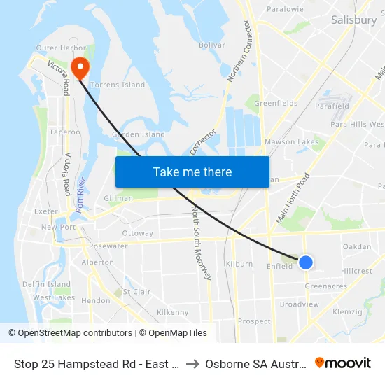 Stop 25 Hampstead Rd - East side to Osborne SA Australia map