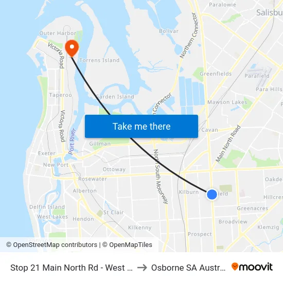 Stop 21 Main North Rd - West side to Osborne SA Australia map