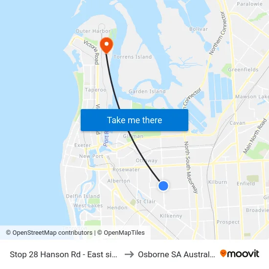 Stop 28 Hanson Rd - East side to Osborne SA Australia map