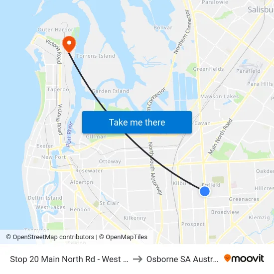 Stop 20 Main North Rd - West side to Osborne SA Australia map