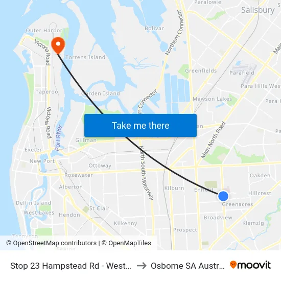 Stop 23 Hampstead Rd - West side to Osborne SA Australia map