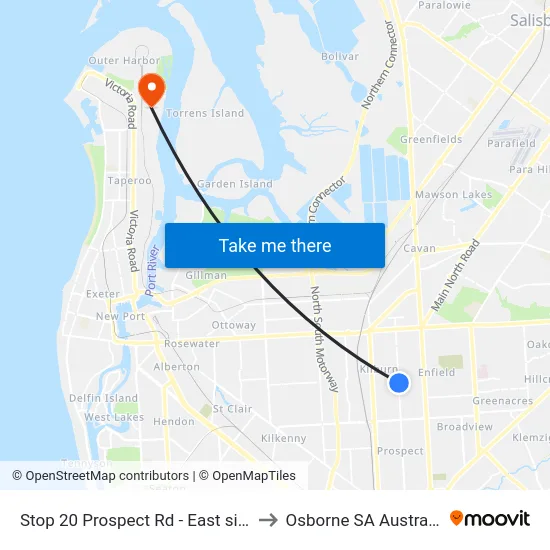 Stop 20 Prospect Rd - East side to Osborne SA Australia map