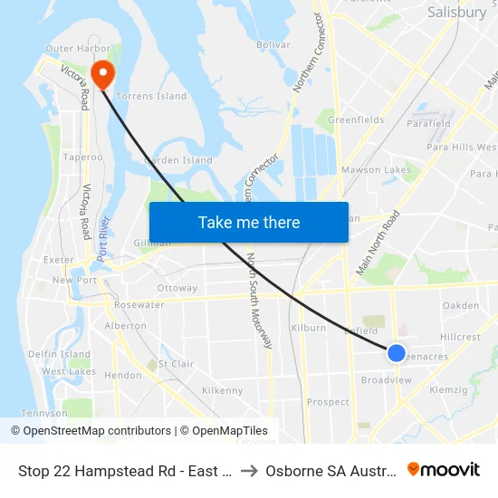 Stop 22 Hampstead Rd - East side to Osborne SA Australia map