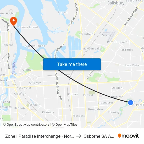 Zone I Paradise Interchange - North West side to Osborne SA Australia map