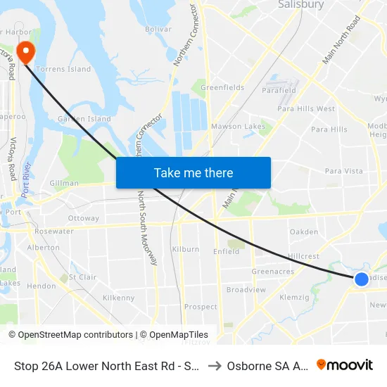 Stop 26A Lower North East Rd - South East side to Osborne SA Australia map