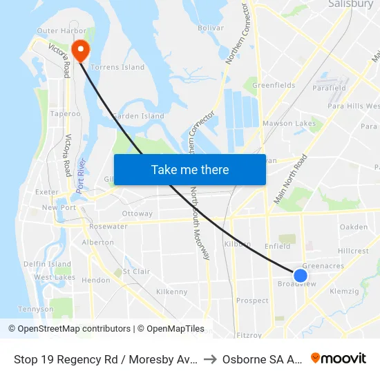 Stop 19 Regency Rd / Moresby Ave - North side to Osborne SA Australia map