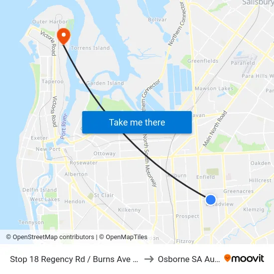 Stop 18 Regency Rd / Burns Ave - South side to Osborne SA Australia map
