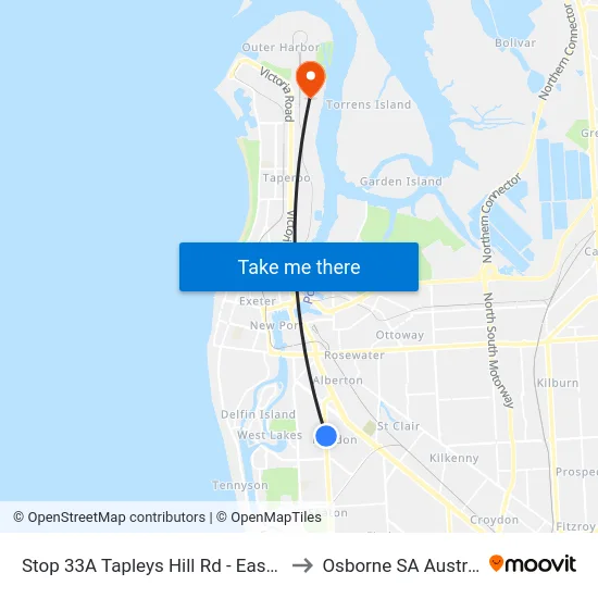 Stop 33A Tapleys Hill Rd - East side to Osborne SA Australia map