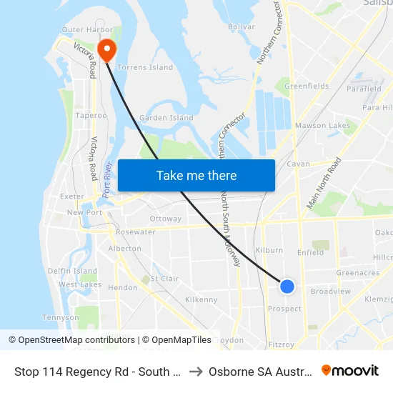 Stop 114 Regency Rd - South side to Osborne SA Australia map