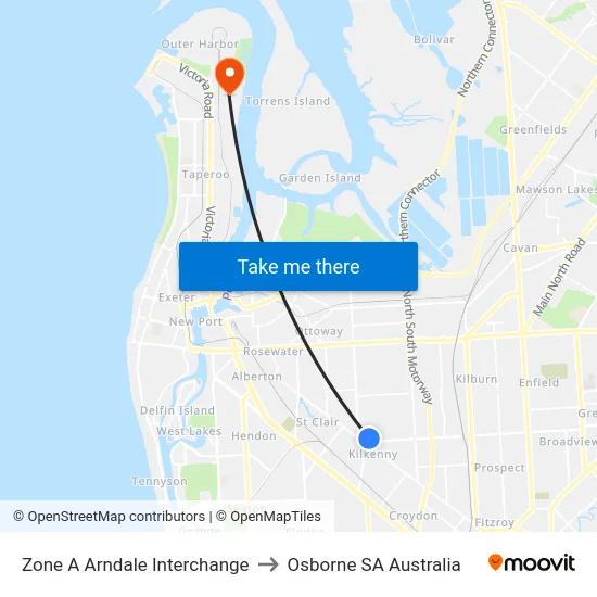 Zone A Arndale Interchange to Osborne SA Australia map