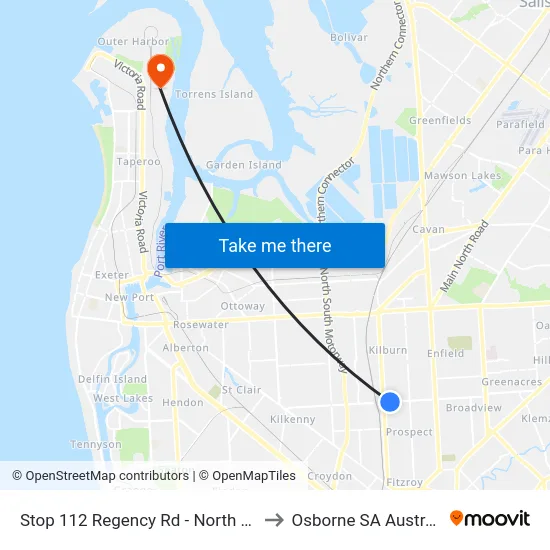 Stop 112 Regency Rd - North side to Osborne SA Australia map