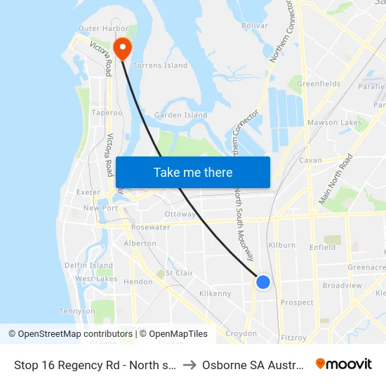 Stop 16 Regency Rd - North side to Osborne SA Australia map