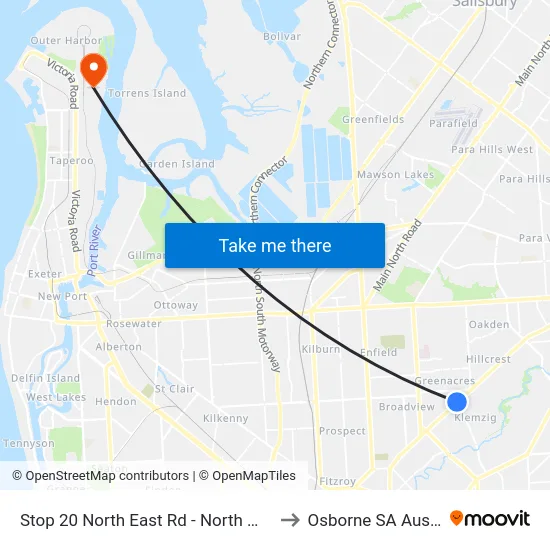 Stop 20 North East Rd - North West side to Osborne SA Australia map