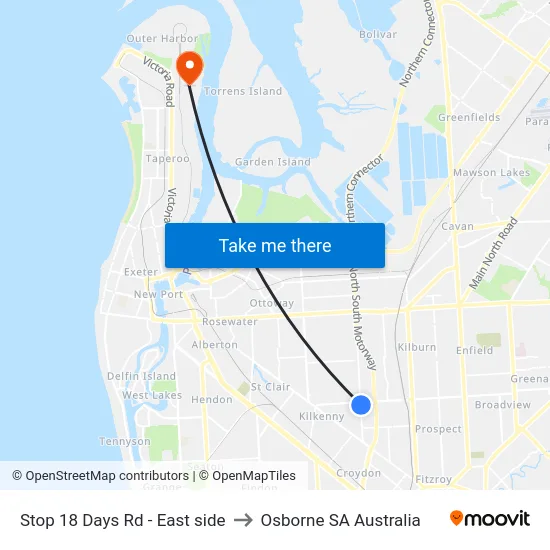 Stop 18 Days Rd - East side to Osborne SA Australia map