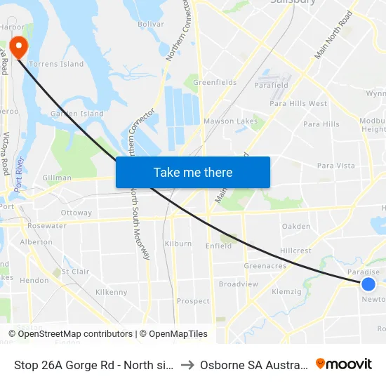 Stop 26A Gorge Rd - North side to Osborne SA Australia map