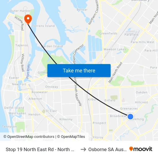 Stop 19 North East Rd - North West side to Osborne SA Australia map