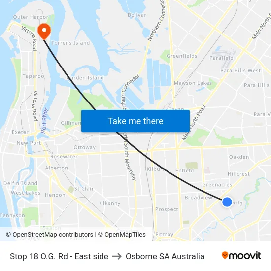 Stop 18 O.G. Rd - East side to Osborne SA Australia map