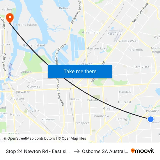 Stop 24 Newton Rd - East side to Osborne SA Australia map