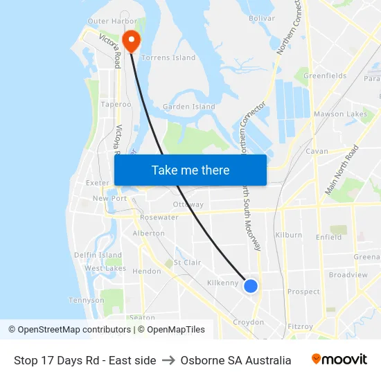 Stop 17 Days Rd - East side to Osborne SA Australia map