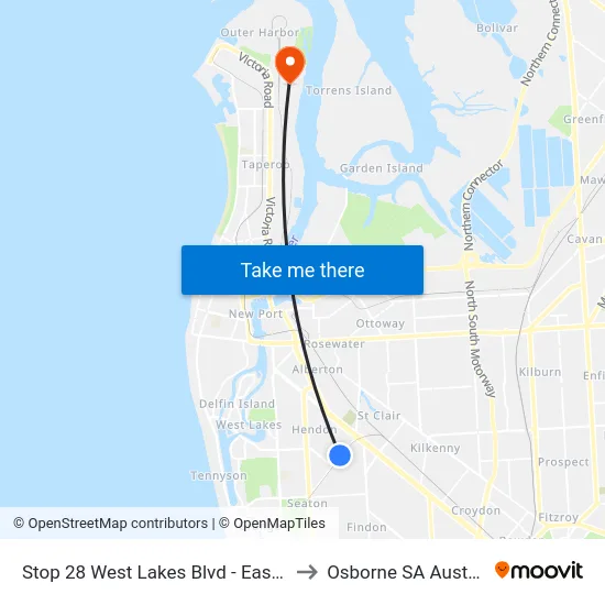 Stop 28 West Lakes Blvd - East side to Osborne SA Australia map