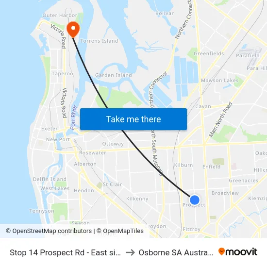 Stop 14 Prospect Rd - East side to Osborne SA Australia map