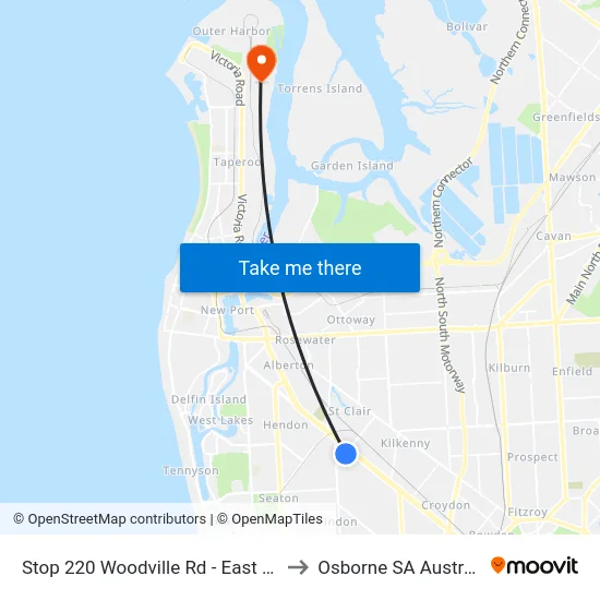 Stop 220 Woodville Rd - East side to Osborne SA Australia map