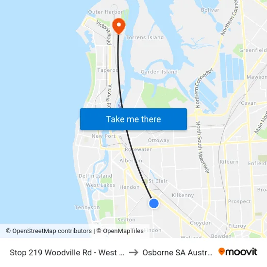 Stop 219 Woodville Rd - West side to Osborne SA Australia map