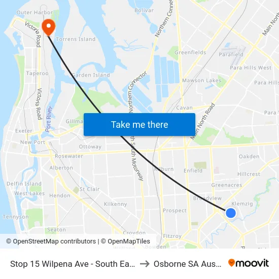 Stop 15 Wilpena Ave - South East side to Osborne SA Australia map