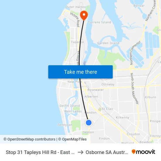 Stop 31 Tapleys Hill Rd - East side to Osborne SA Australia map
