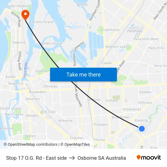 Stop 17 O.G. Rd - East side to Osborne SA Australia map