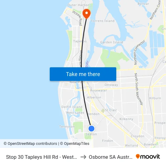 Stop 30 Tapleys Hill Rd - West side to Osborne SA Australia map